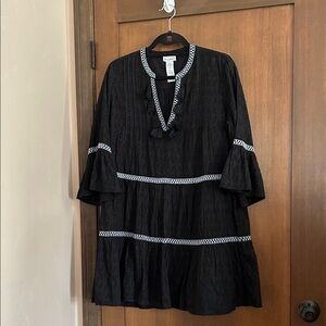 Tommy Bahama size small Black Tunic Dress with White Trim
